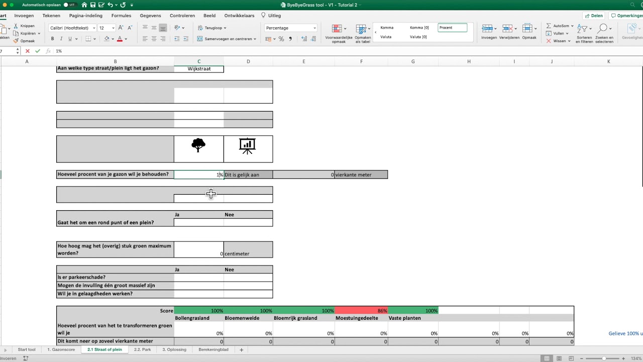 ByeByeGrass Tool: Tutorial 5.2: Omvorming Straat Berekenen