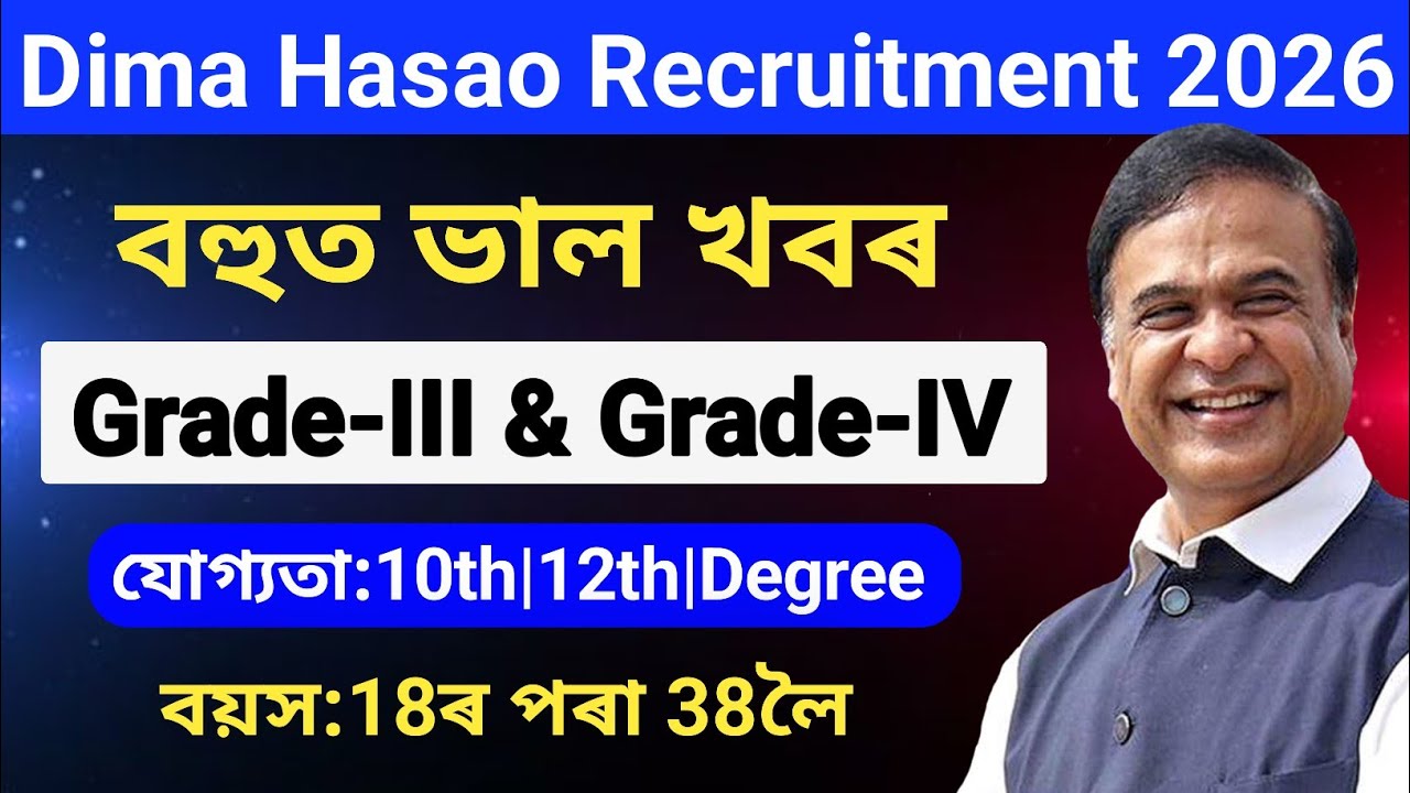  Dima Hasao Grade 3 and grade 4 Vacancy Out||Dima Hasao Recruitment 2026