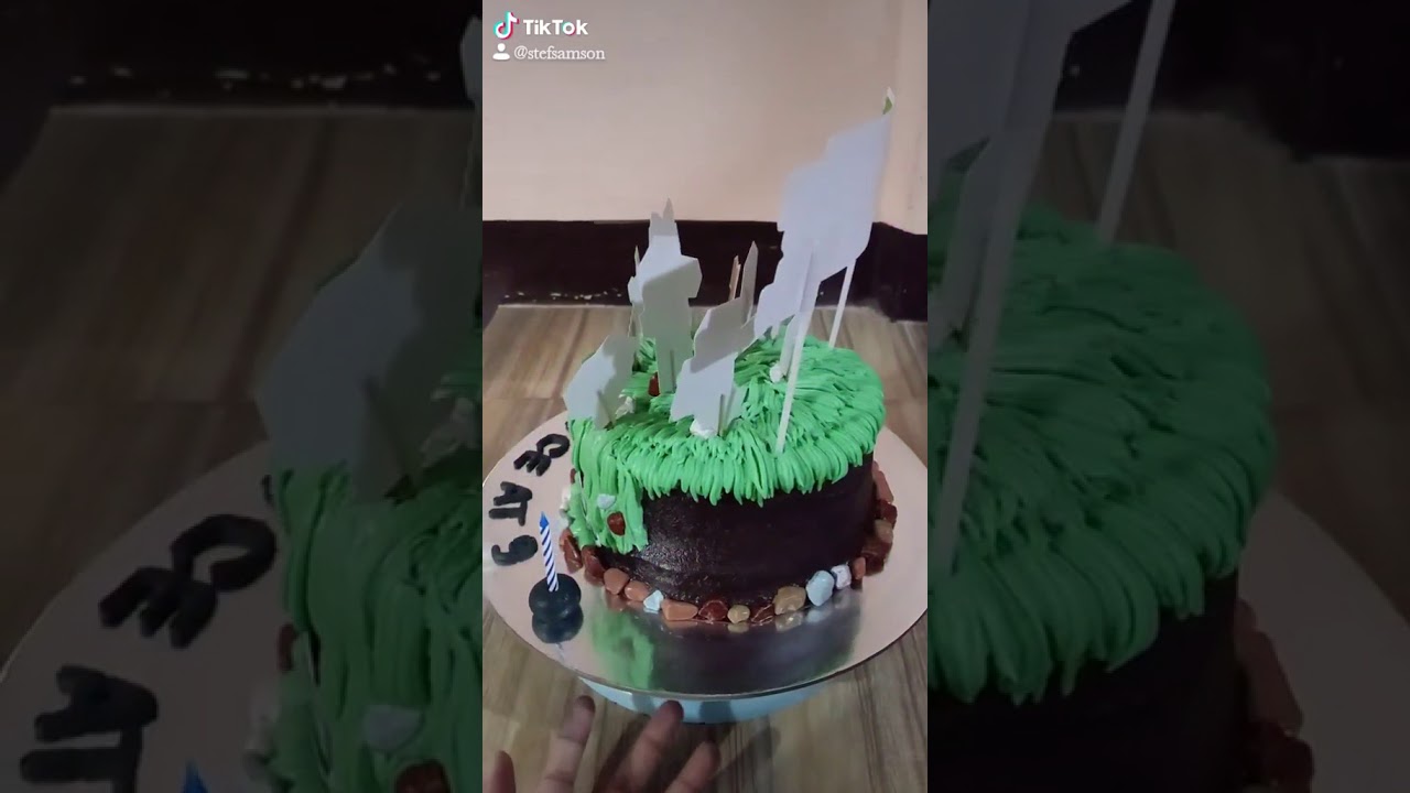 MinecraftTheme Cake 💚 #ChocoMoist #SteamedCake #NoOvenCake #Tiktok