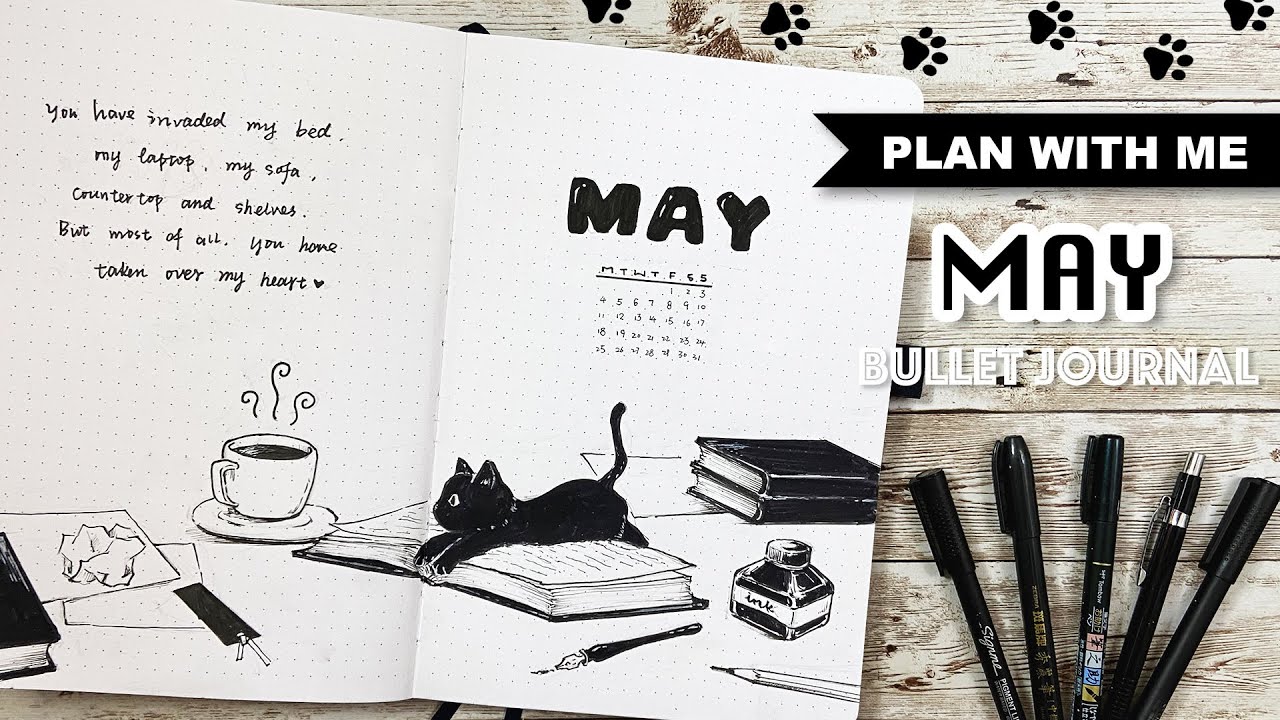 [PLAN WITH ME] Black Cat Theme Bullet Journal | May 2020