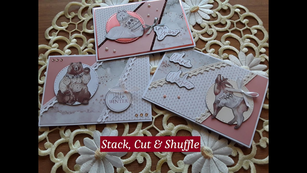 Stack, Cut & Shuffle Technik | 3 Karten basteln | Paper Craft Set von Action | 🍀Gesundes neues Jahr🍀