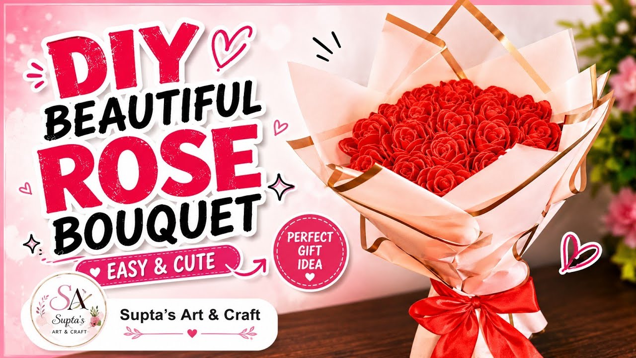 Ribbon Rose Bouquet Tutorial🌹 | Valentine's Day Special❤ | Handmade gift idea 🎁