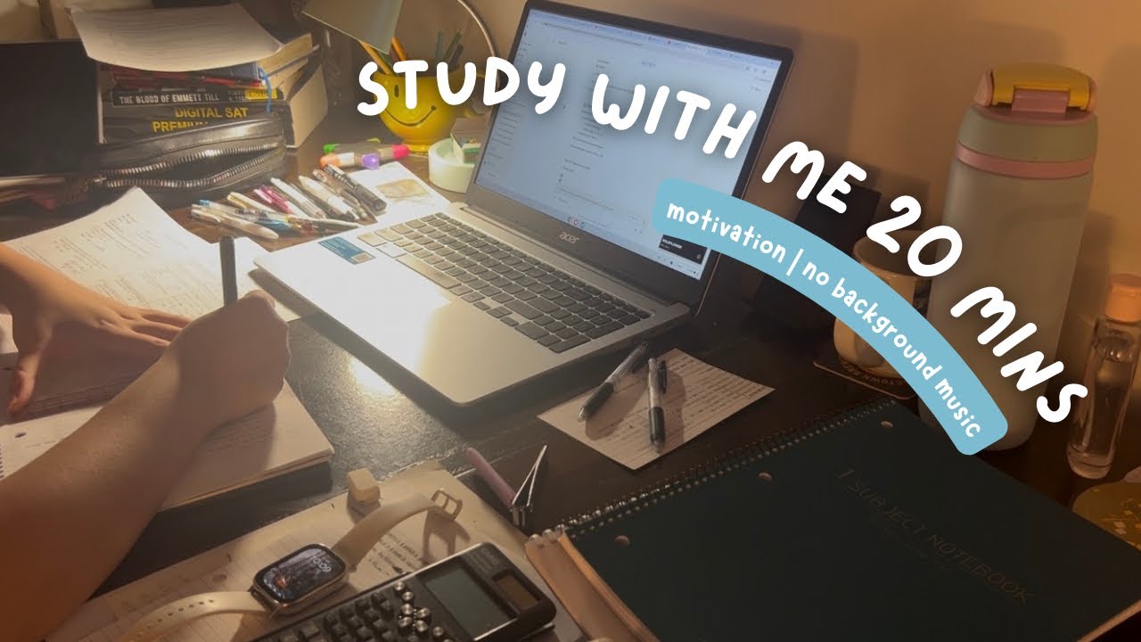 study/review with me for 20 mins | no background music, no breaks, motivation