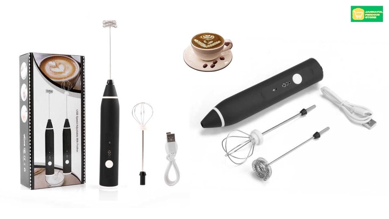 Milk Frother Handheld Rechargeable Foam Maker with 2 Stainless Steel Whisks Coffee Electric Whisk