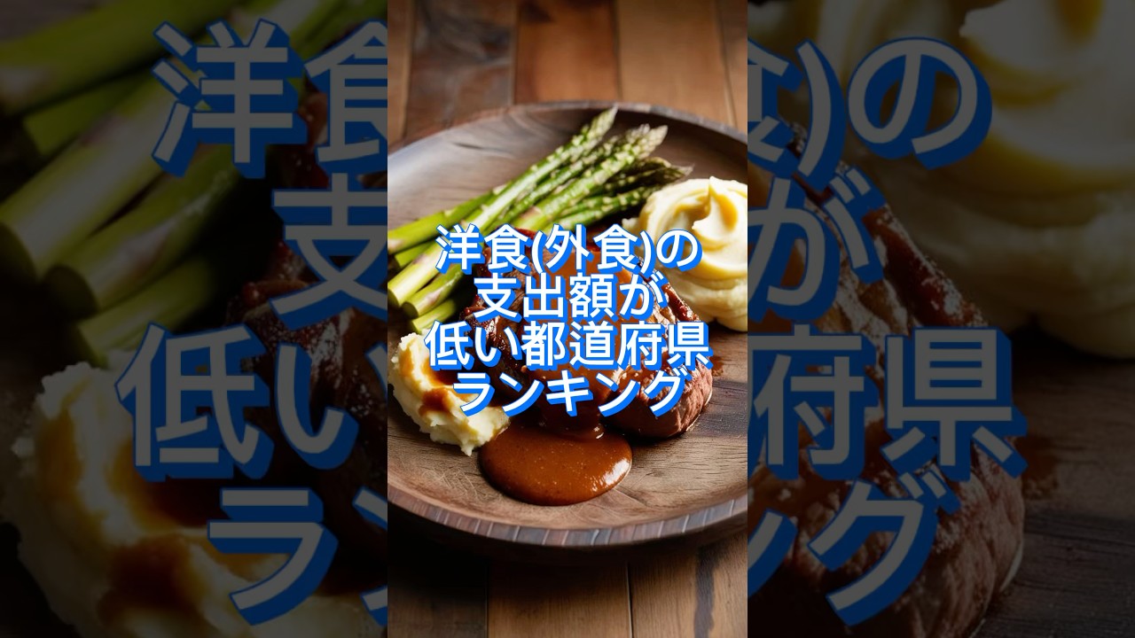 洋食(外食)の支出額が低い都道府県ランキング 参考:総務省統計局「家計調査」