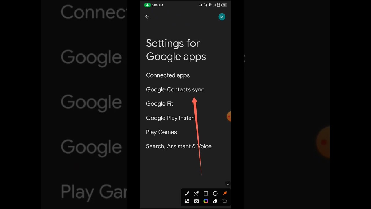 Google sync device option turn on