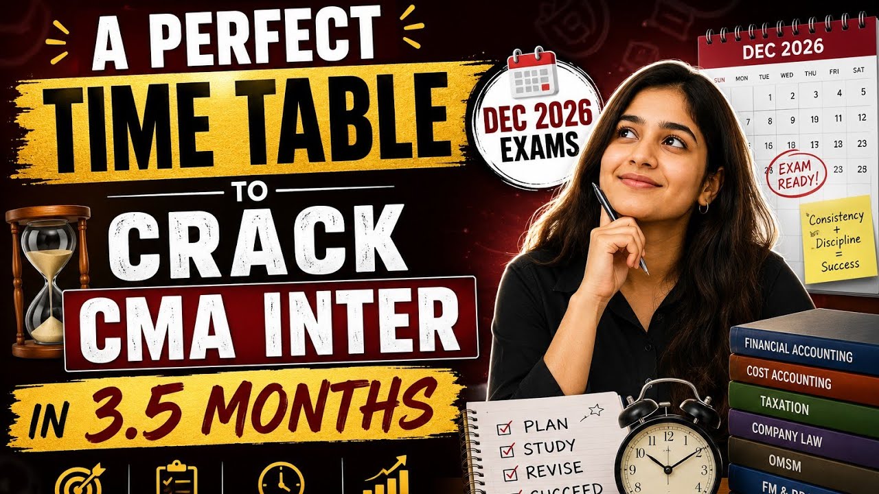 A perfect timetable to crack CMA INTER BOTH GROUPS in 4 months for Dec 2026 exams