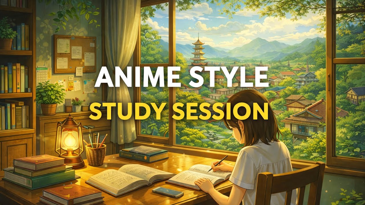 Anime Study Session 📚 Calm Piano Music for Focus & Productivity (1 Hour)