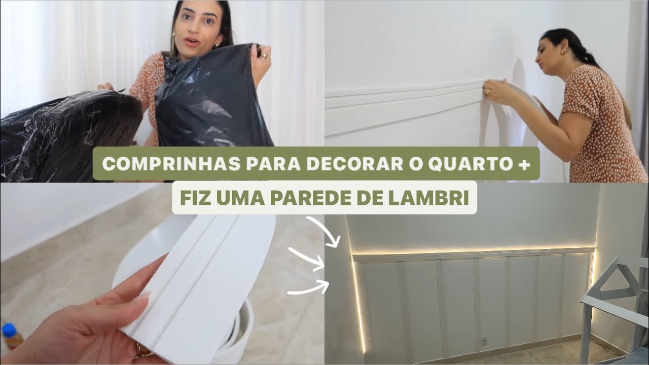 COMPRAS NA SHOPEE PARA DECORAR | FIZ UMA PAREDE DE LAMBRI SOZINHA + MARIDO PINTOU | LAIS VELOSO