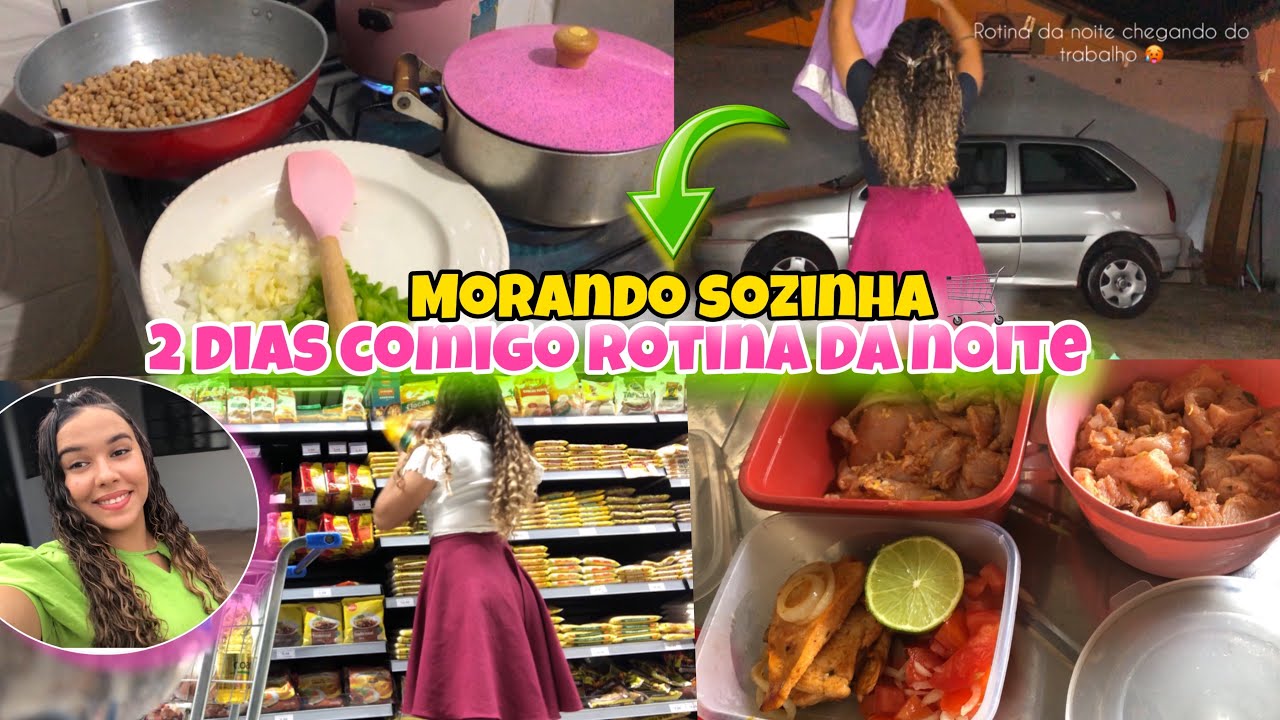 ROTINA DA NOITE 2 DIAS COMIGO MORANDO SOZINHA| COMPRAR DO MÊS NO MERCADO| 🏠🩷