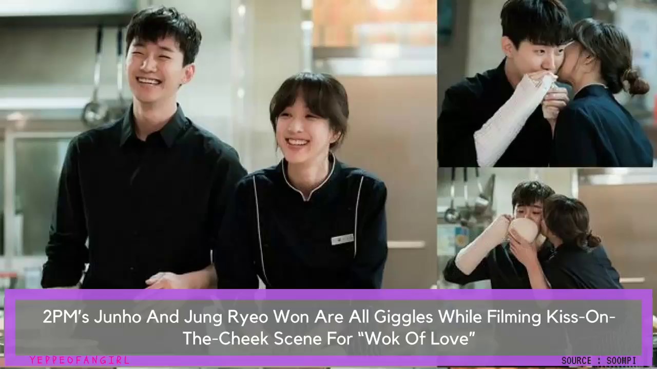 2PM's Junho And Jung Ryeo Won Are All Giggles While Filming Kiss-On-The-Cheek Scene
