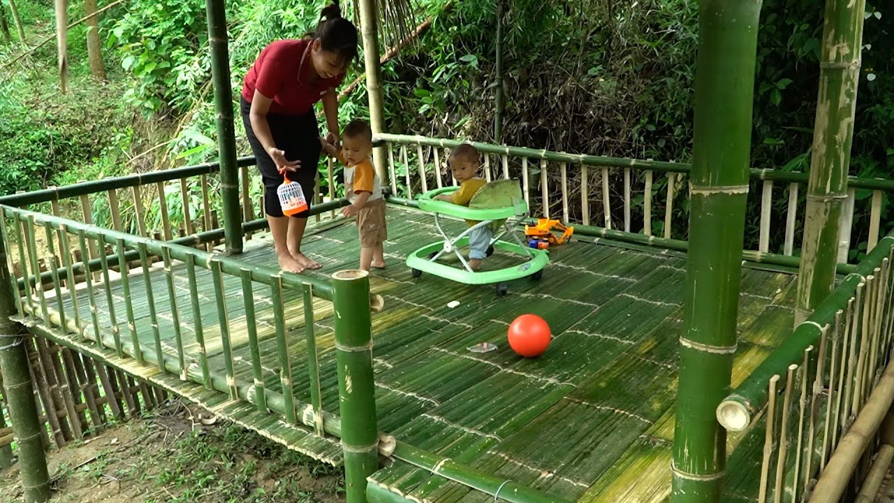 Harvesting pumpkins to sell at the market, and finishing the playground for my two sons.