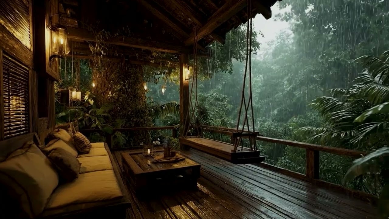 Soothing Forest Rain on a Cozy Cabin 🌲🌧️ | Calm Night Rain Sounds for Deep Sleep & Relax