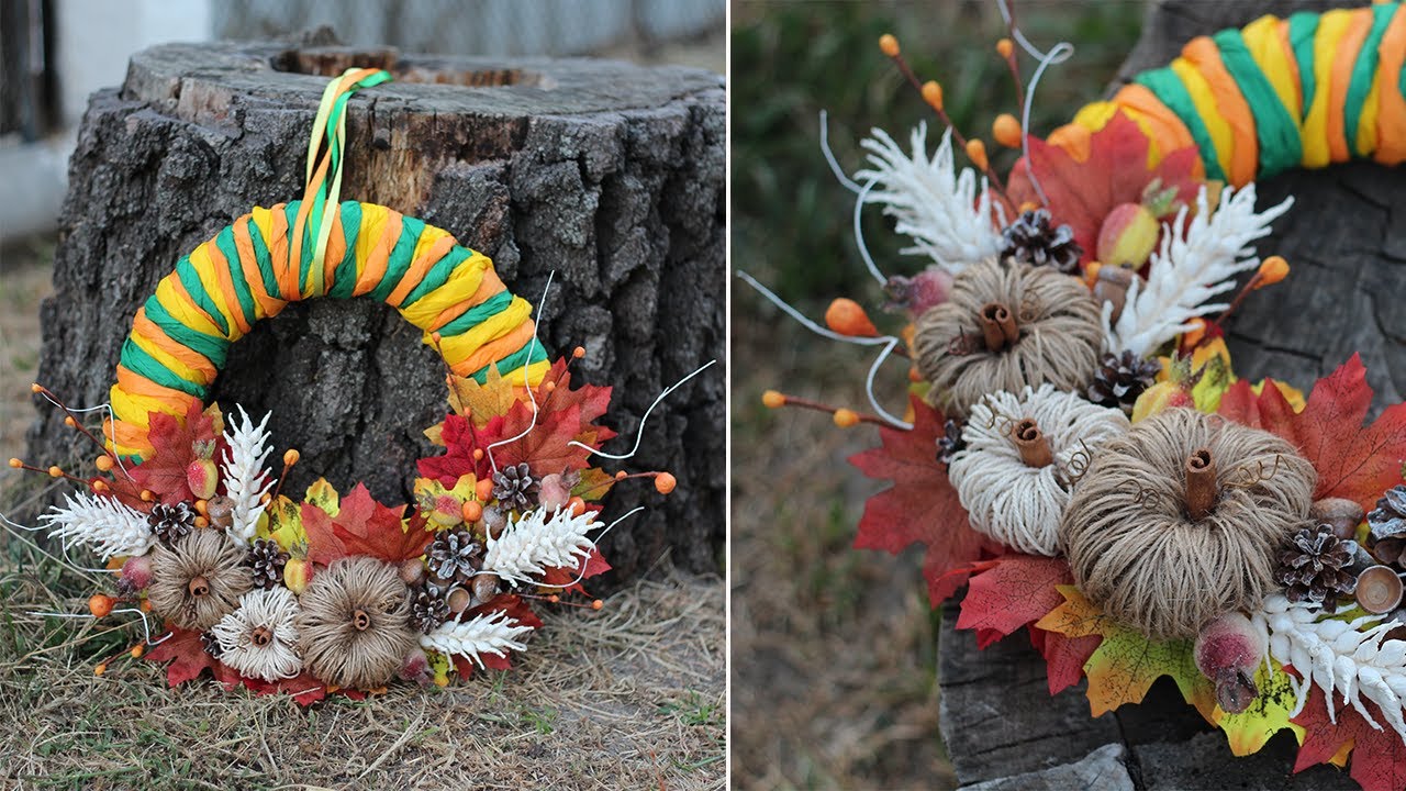 🍁🍂 Осенний венок. Тыковка. Осенний декор. Autumn decor. Поделка в сад или школу / Творческое место