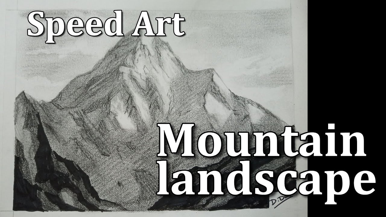 Speed Art Mountain landscape by Pencil Shade and Marker.