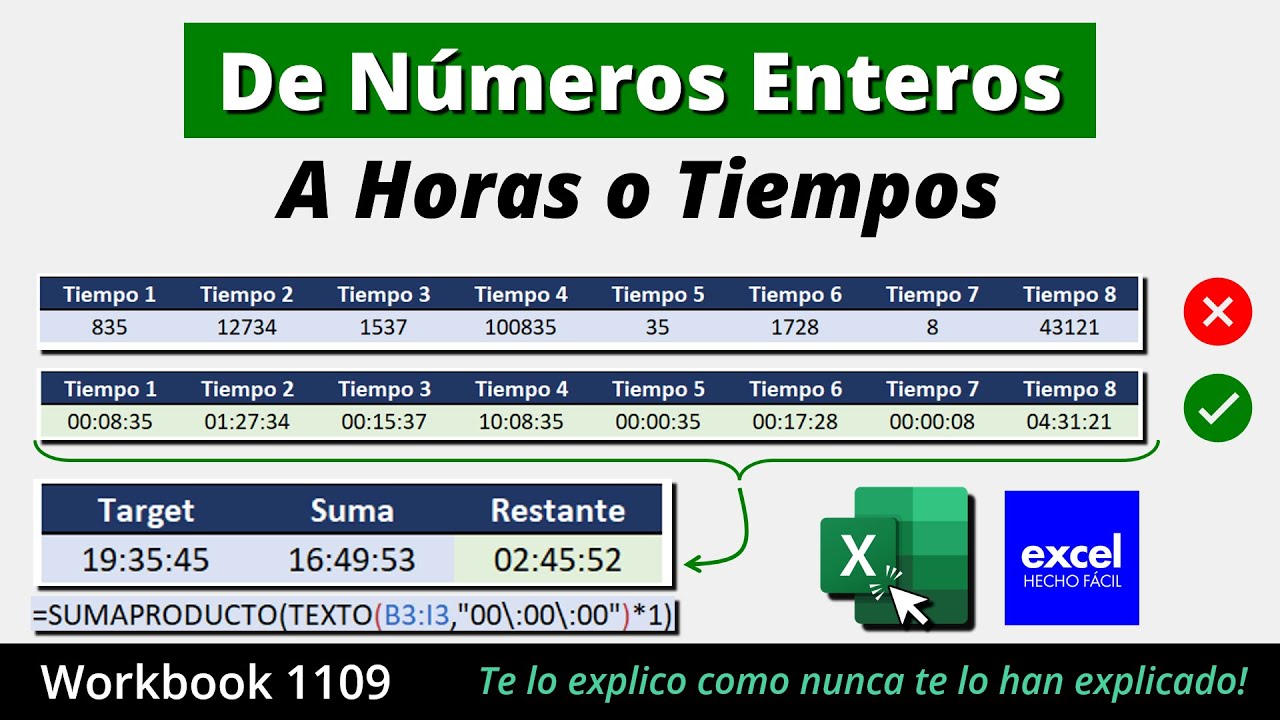 Cómo convertir cualquier Número en Horas o Tiempos en Excel (Caso Práctico)