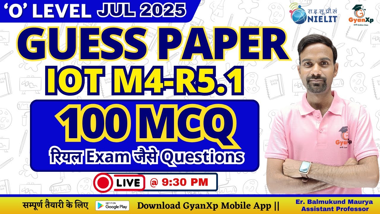 IoT M4-R5.1 Guess Paper 🔥 100 Important MCQs | O Level July 2025 | Internet of Things
