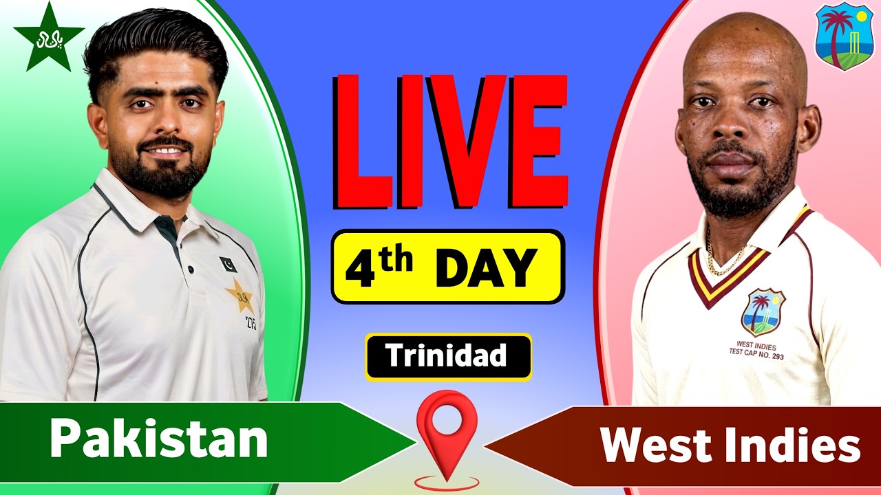 Pakistan vs West Indies Live Match Today | PAK vs WI 2nd Test Day 4  Live Cricket Score & Commentary