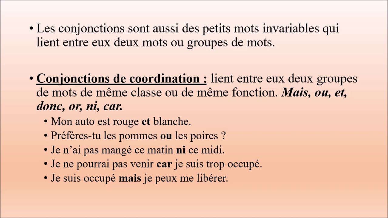 Classes de mots VII (+extra) : les prépositions et les conjonctions