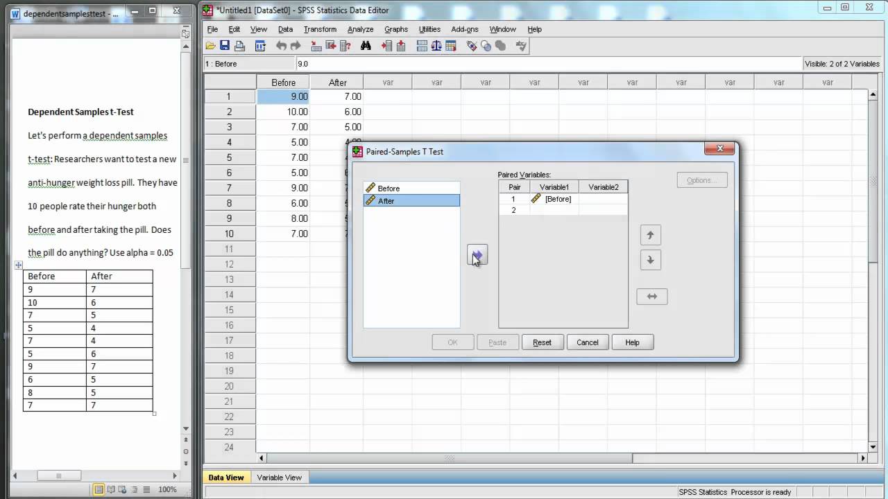 SPSS — t-тест для зависимых выборок