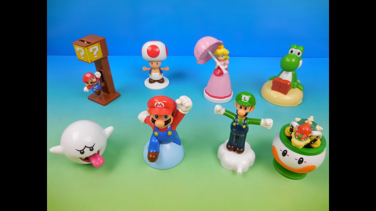 2016 NINTENDO SUPER MARIO SET OF 8 McDONALDS HAPPY MEAL COLLECTION TOYS VIDEO REVIEW
