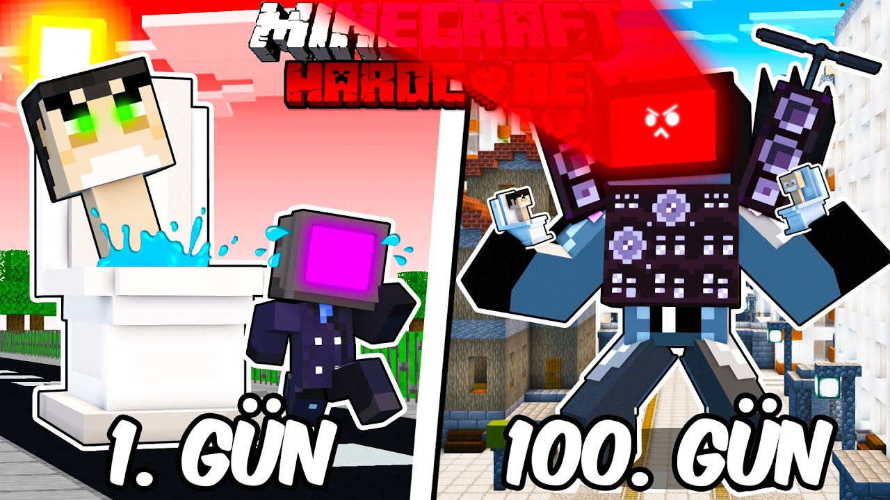 Hardcore Minecraft'ta TV MAN Olarak 100 Gün Geçirmemin Hikayesi...