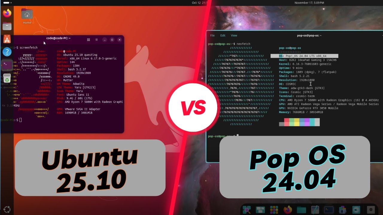 Ubuntu 25.10 vs Pop OS 24.04 LTS | RAM Consumption