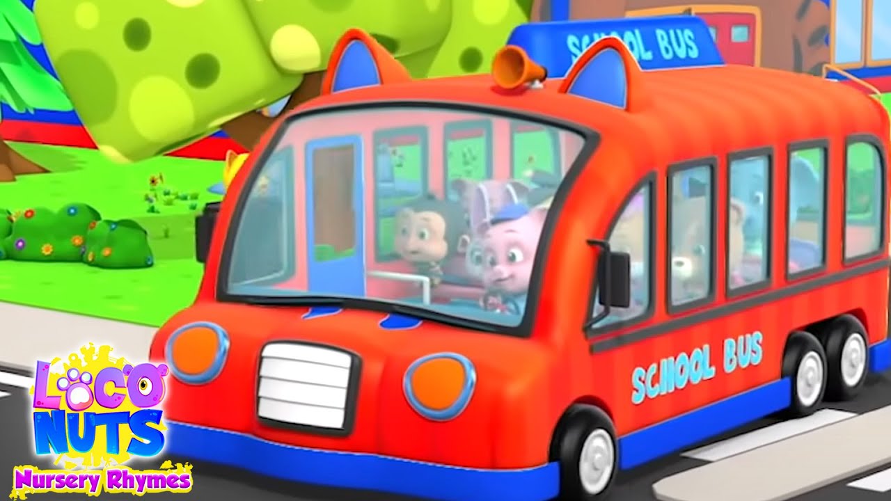 Wheels On The Bus | The Bus Song | Baby Songs and Nursery Rhymes | Animal Videos by Loco Nuts
