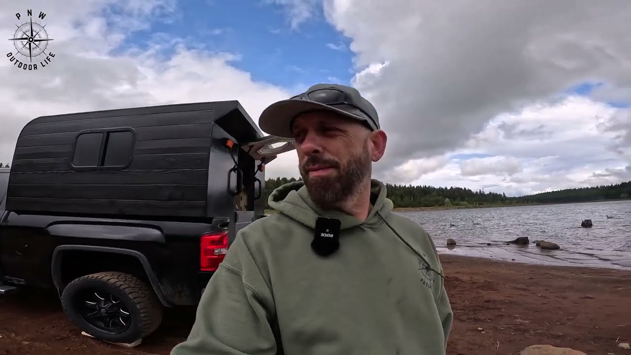 First Solo Dispersed Camp Trip in my DIY Truck Camper. Right on a Beautiful Lake in the Mountains.