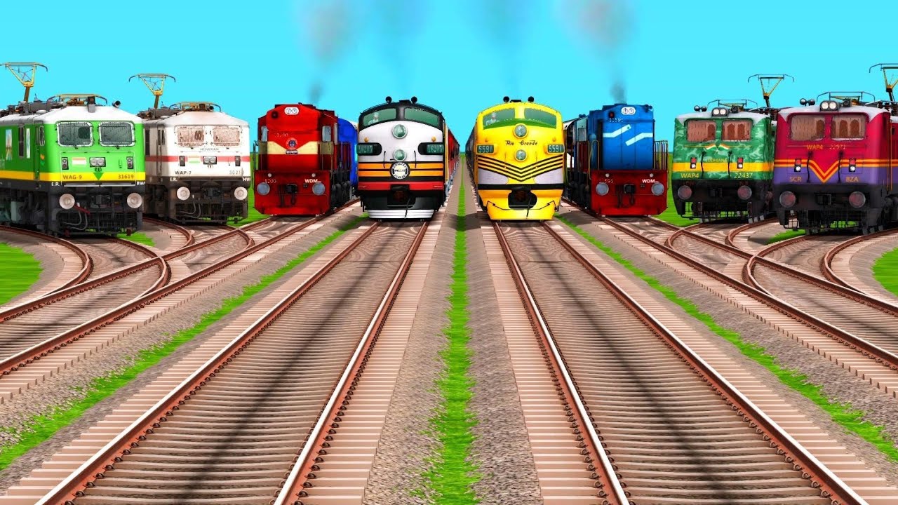 8 Passenger Locomotives On Freight Trains By Branched Railroad Crossing | train simulator classic 