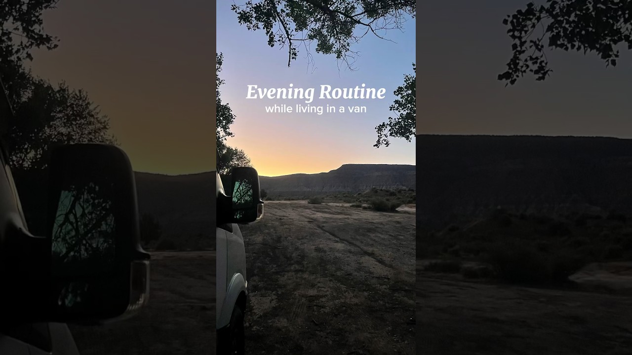 Evening Routine while living in a van🚐🥣🚿🎥 #vanliving #vanlife #nightroutine #travel #diml
