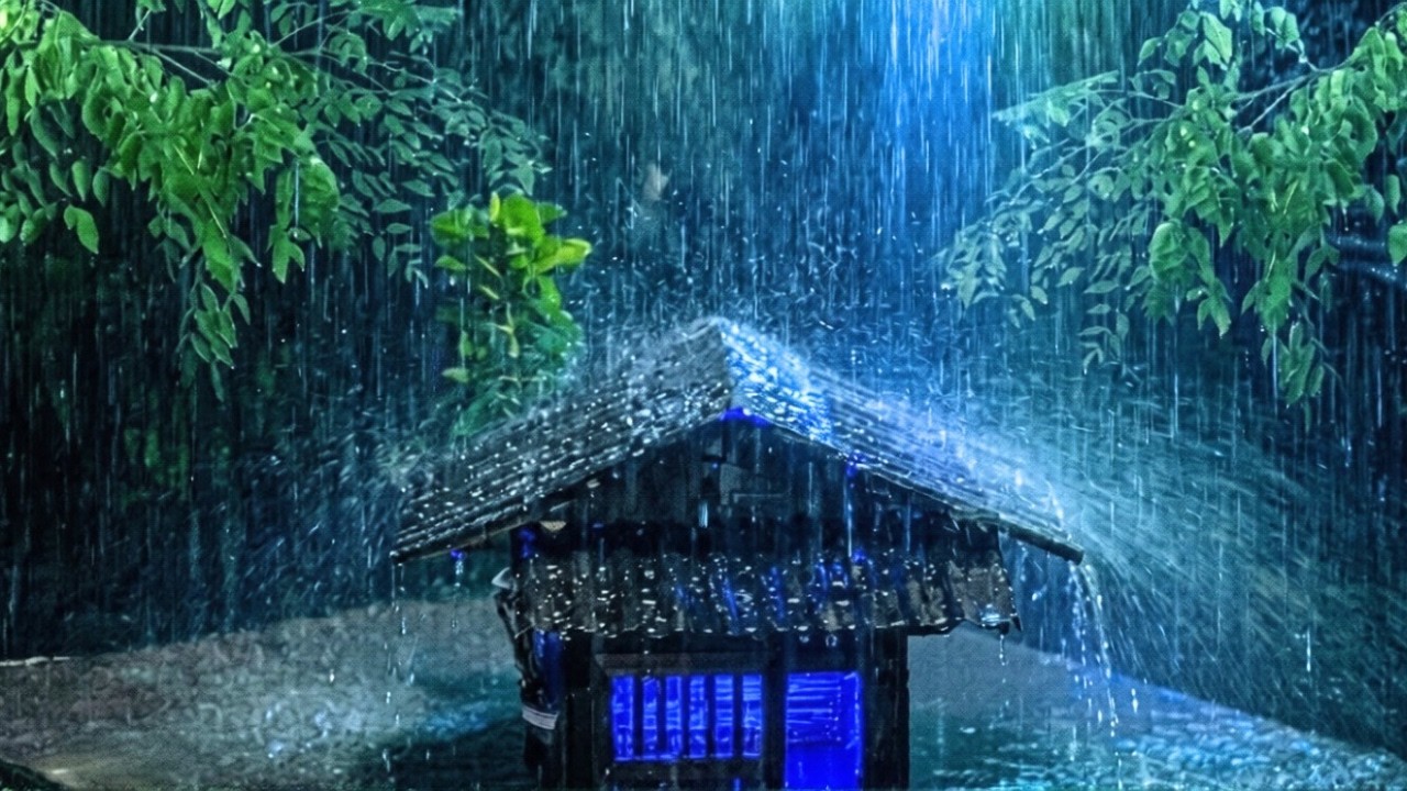 Best Rain Sounds for Sleeping with Heavy Rain on a Metal Roof and Powerful Thunder Through the Night