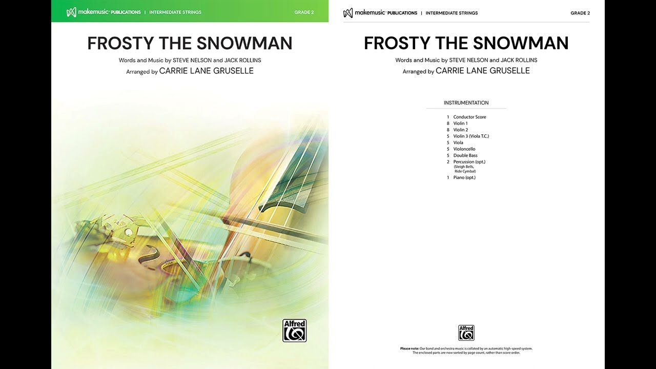 Frosty the Snowman, arr. Carrie Lane Gruselle – Score & Sound