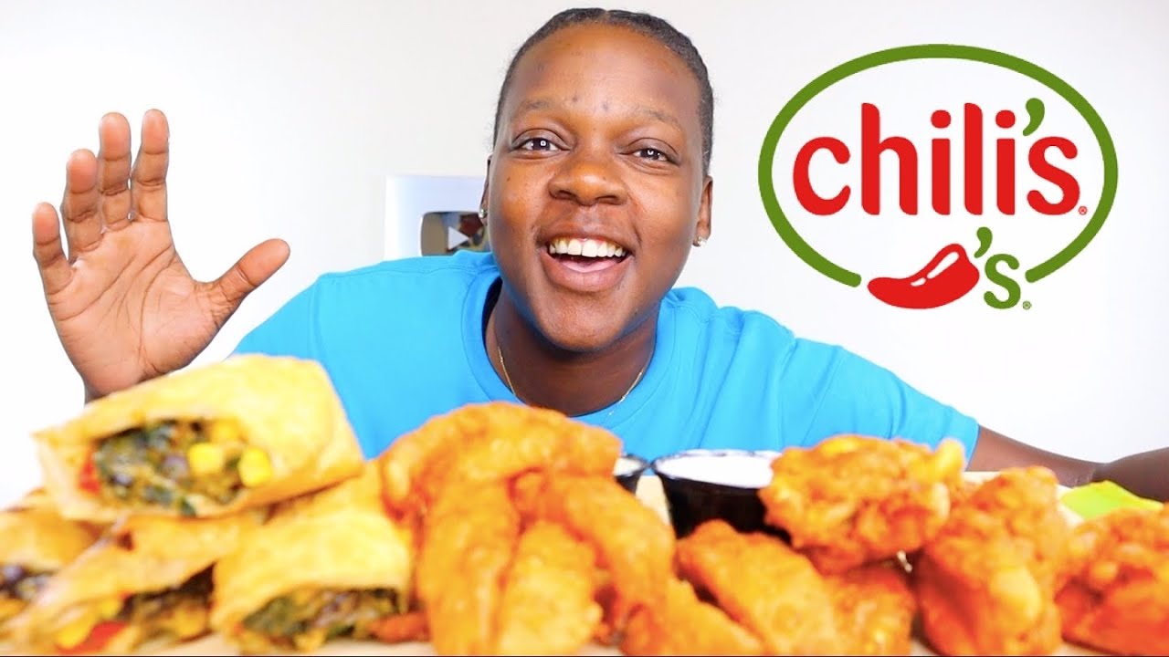 CHILI’S 🌶 MUKBANG • SOUTHWESTERN EGGROLLS + BLOSSOM PETALS + WINGS