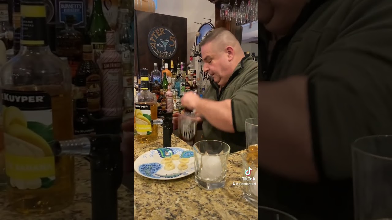 Barkeep Pete makes a cocktail to celebrate Jason Kelce&rsquo;s retirement . #newbeginnings #jasonkelce