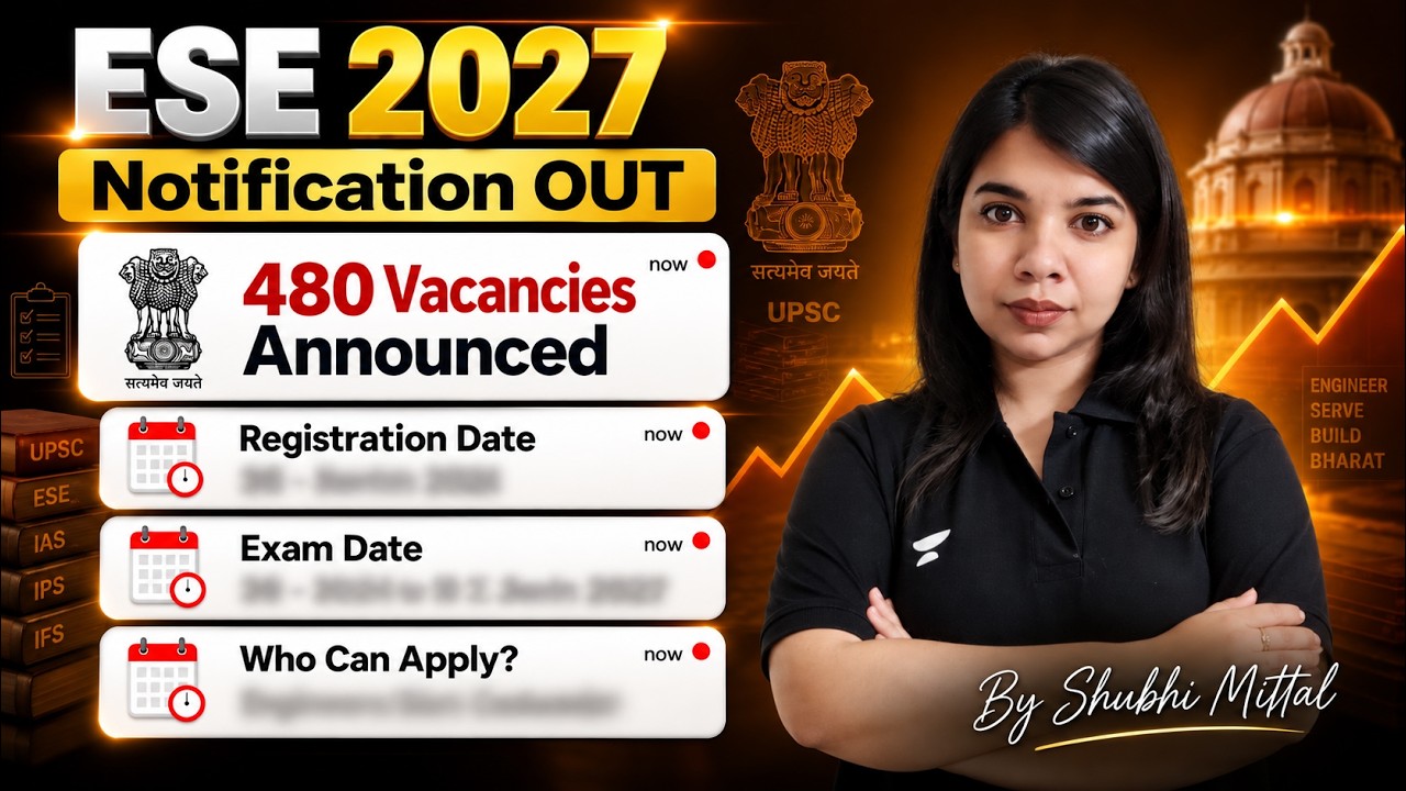 UPSC ESE 2027 Notification OUT 🔥 | 480 Vacancies | Application, Exam Date & Complete Details