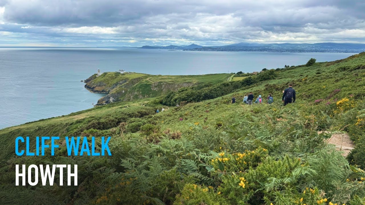 Walking Along the Cliffs in Howth, Ireland – Ferns, Flowers, and Sea Views