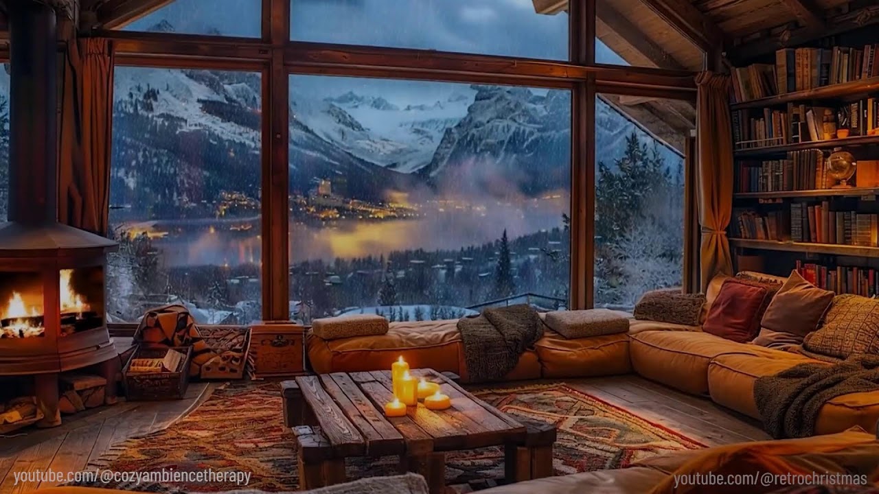 ❄️Cozy Winter Evening In The Library ❄️ Easy Listening Music ❄️ Snow Falling