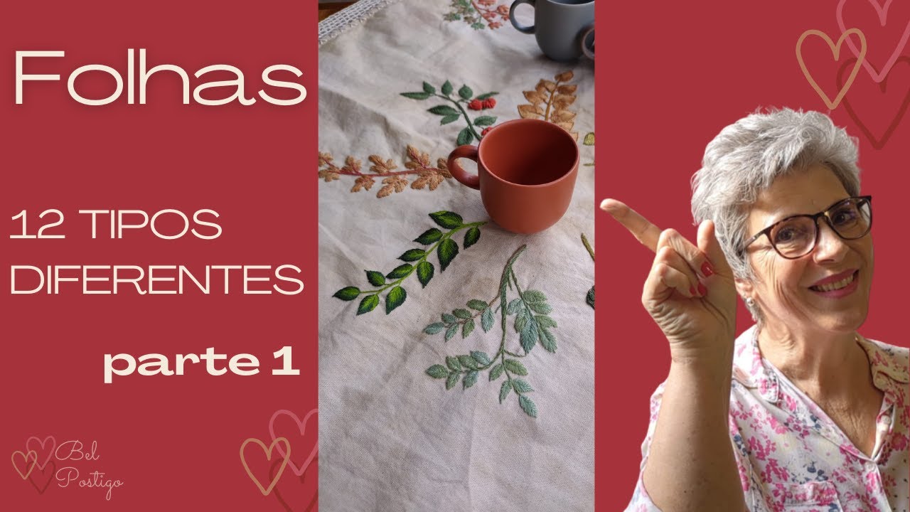 12 TIPOS DIFERENTES DE FOLHAS BORDADAS E DESENHADAS PRA VOCÊ - PARTE 1