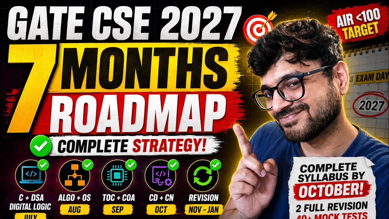 GATE CSE 2027 Complete 7 Month Roadmap 🚀 | Complete Syllabus by October | AIR Under 100 Strategy