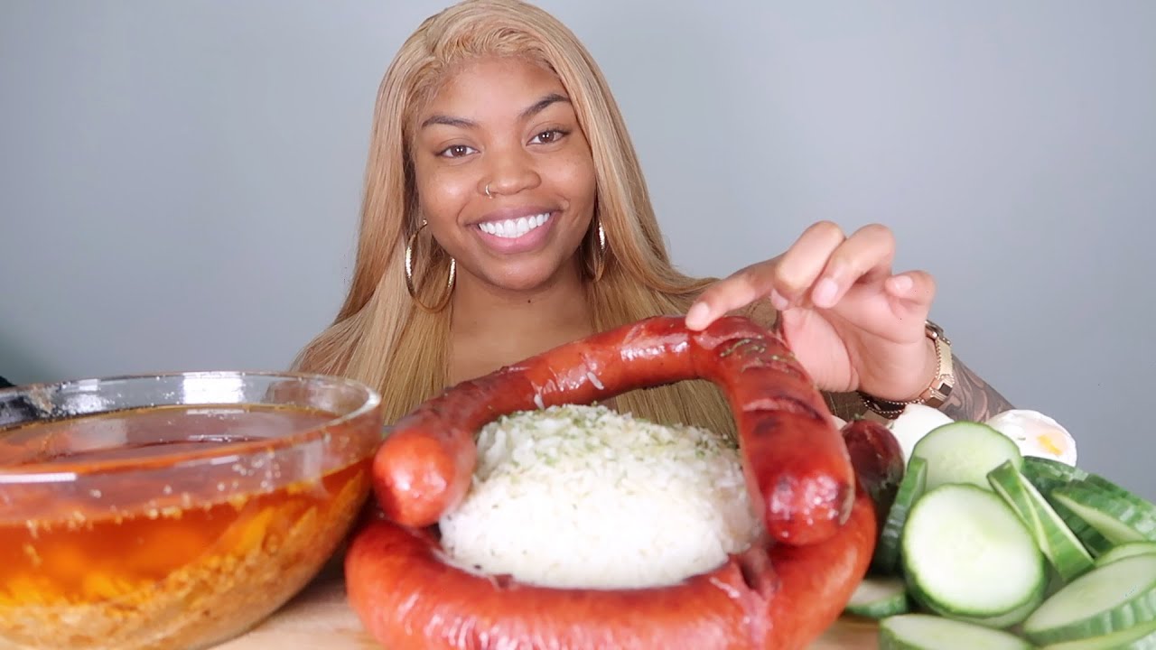 SAUSAGE, CUCUMBERS AND RICE 먹방 MUKBANG