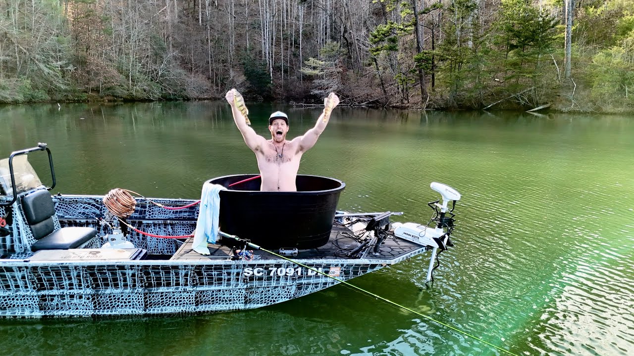 2 Days Camping and Fishing from a Hot Tub ON my BOAT! 
