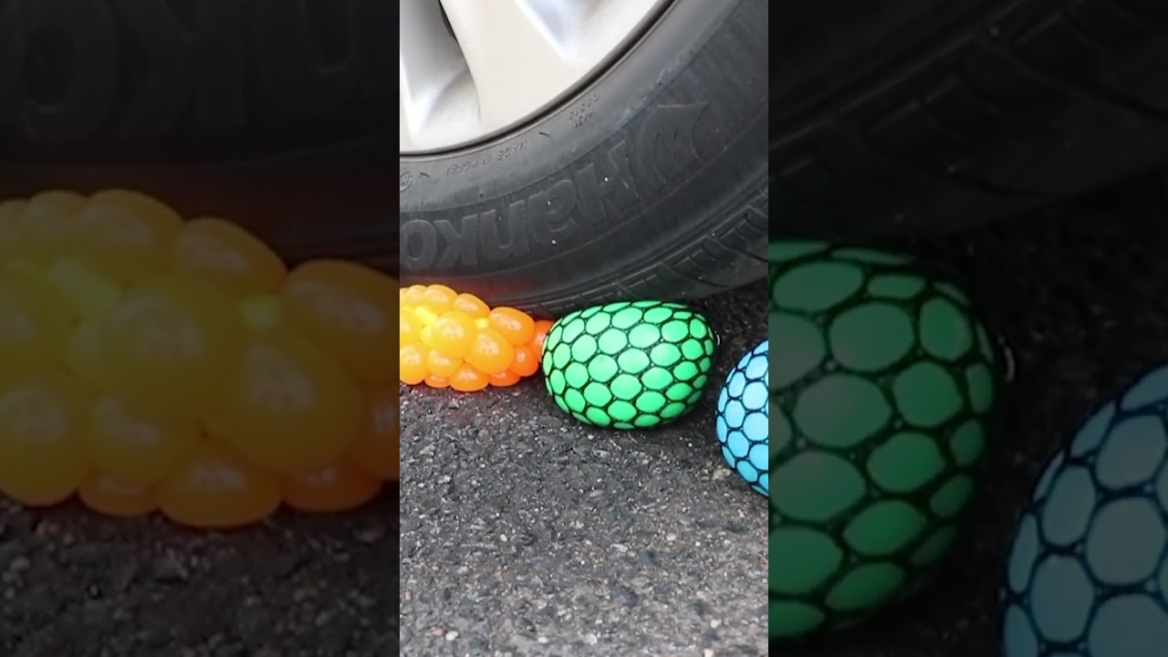 Crushing Crunchy & Soft Things by Car! - Crushing Stress Balls