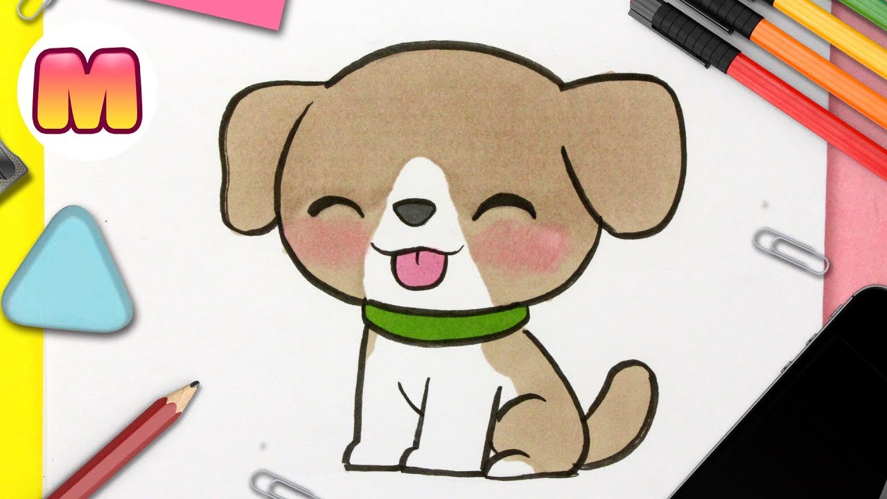 COMO DIBUJAR UN PERRO KAWAII PASO A PASO - Como dibujar un perro facil