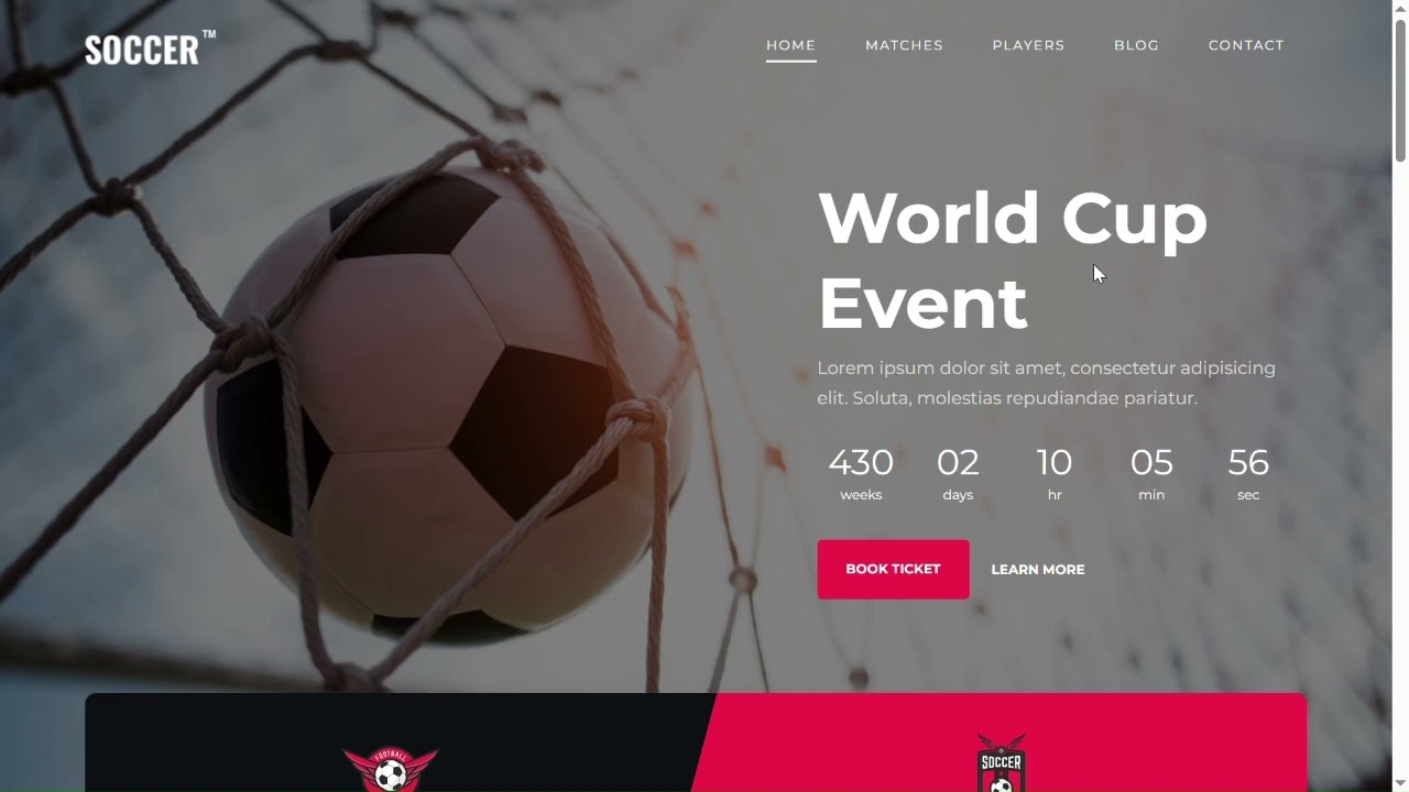 ⚽ Soccer Website Design | Modern Sports Website Template