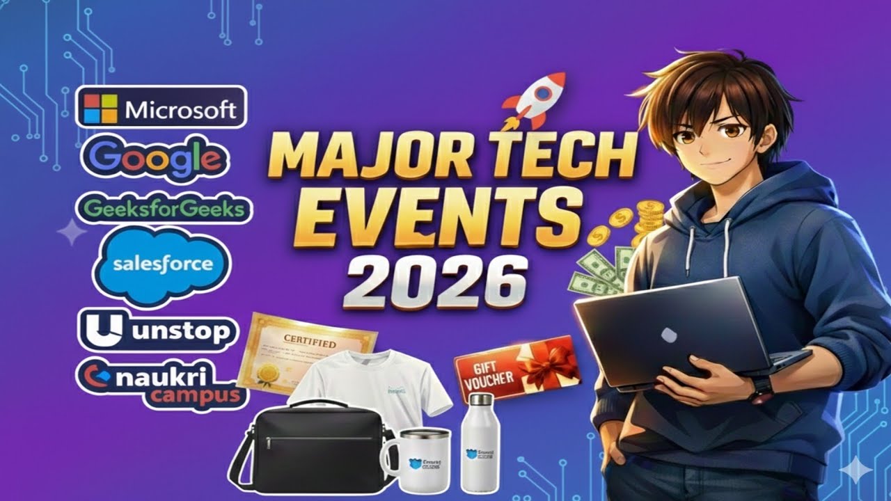 Major Tech Events 2026 🚀 || Free Certificates 📜 + Cash 💰 & Rewards 🎁 || Apply Now!!