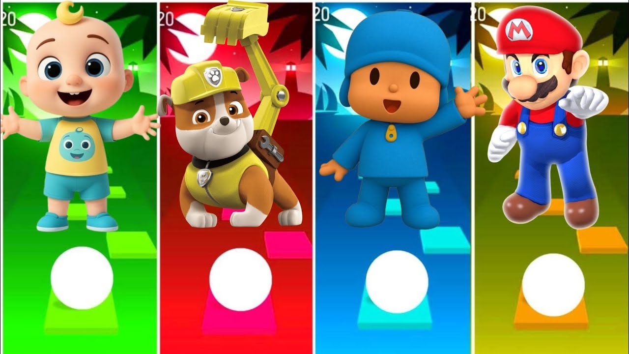Cocomelon vs Paw patrol vs Pocoyo vs Mario Bros. Tilse Hope Edm rush game. 
