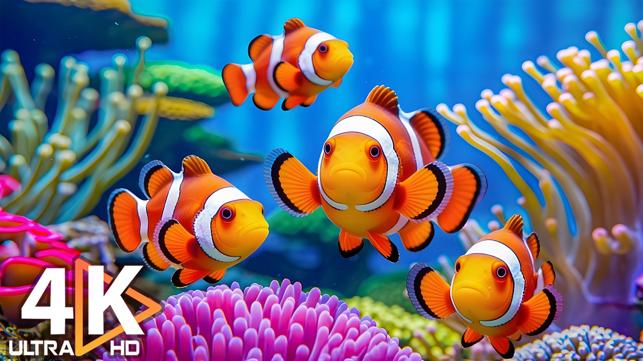 Видео из аквариума в формате 4K (ULTRA HD) 🐠 Красивая коралловая рифовая рыбка #13