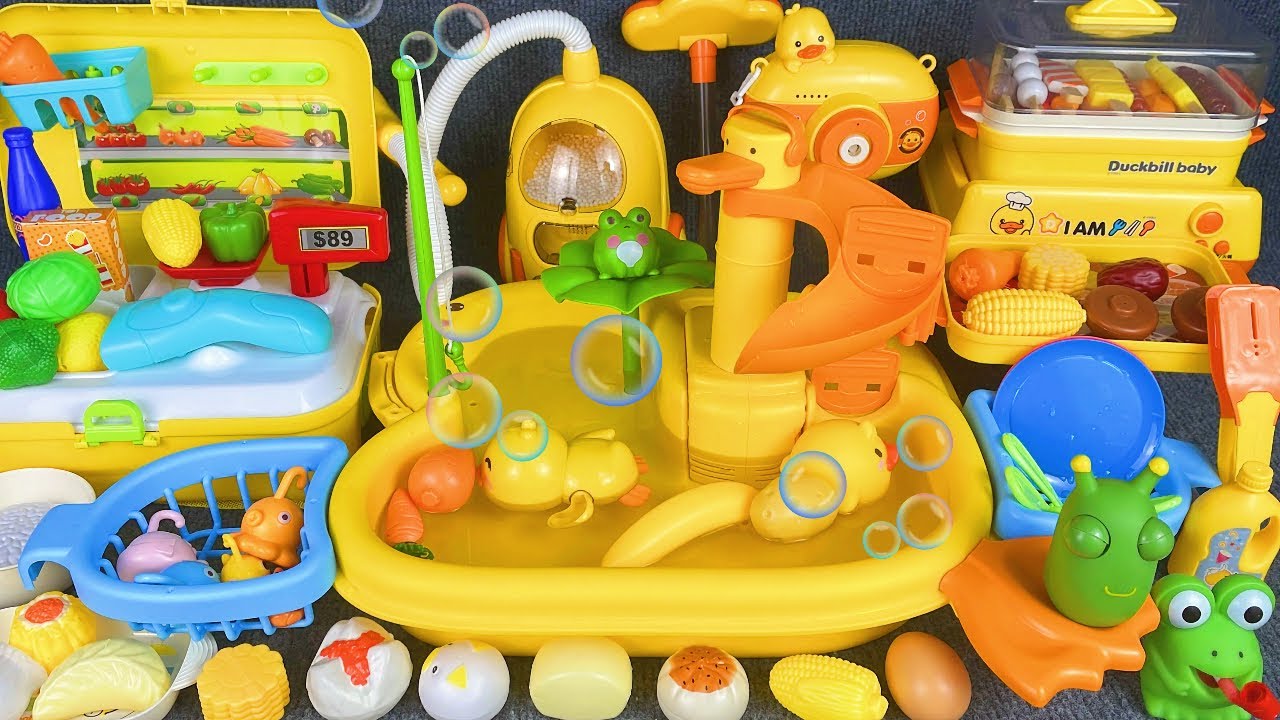 11 Minutes Satisfying with Unboxing Yellow Duck Kitchen & Sink Pool Collection Review Toys | ASMR
