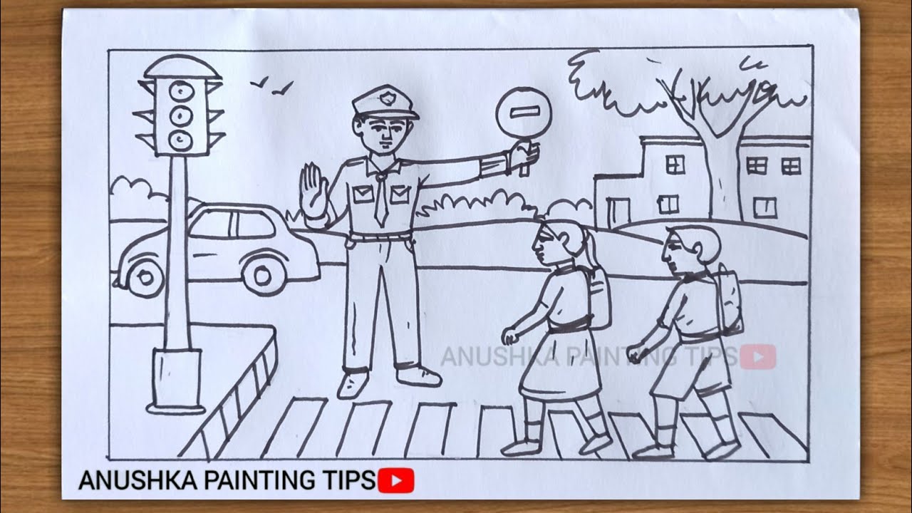 road safety drawing ||save drive save life poster drawing||traffic signal drawing 